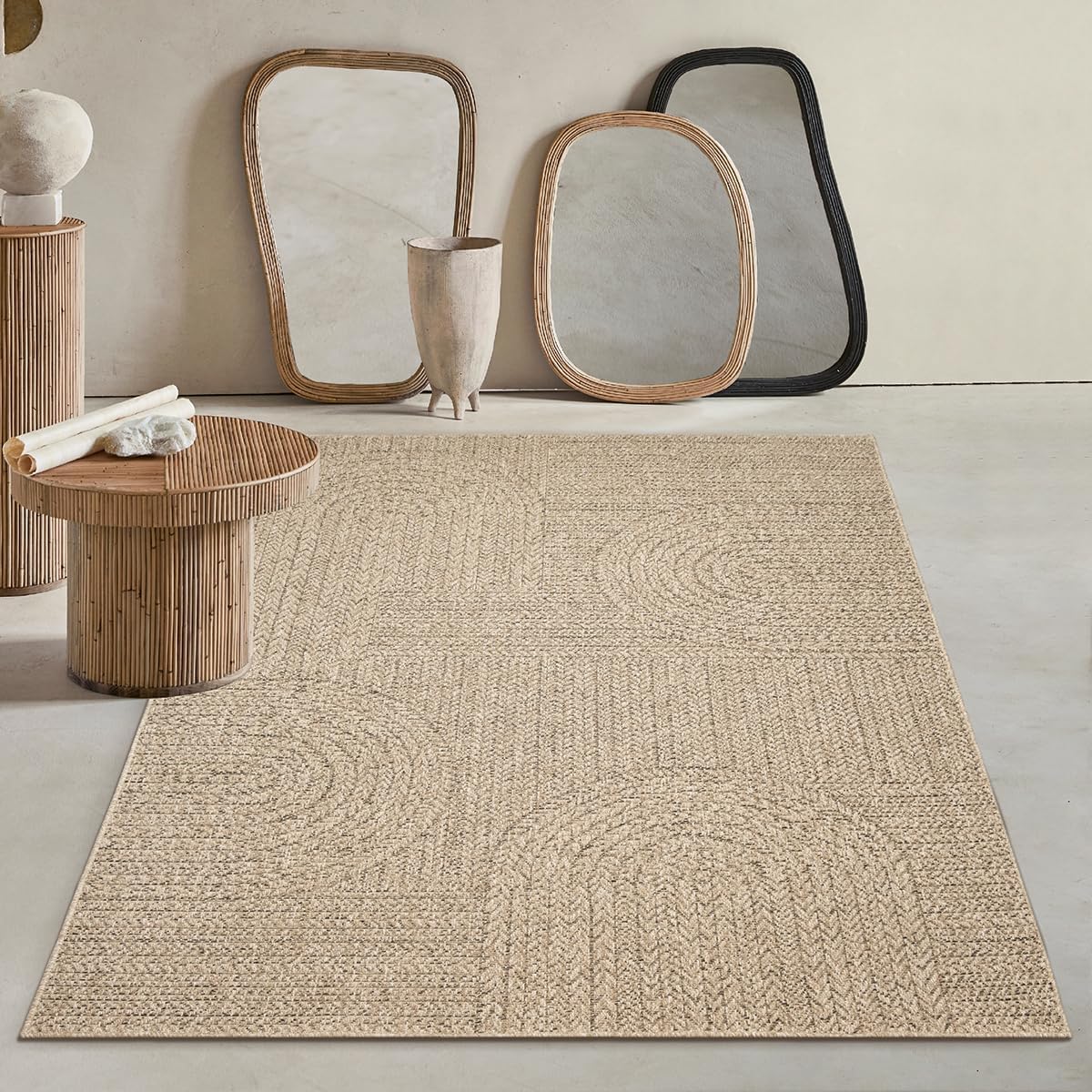 Wetterfester Outdoor-Teppich, 240 x 340 cm Natur-6