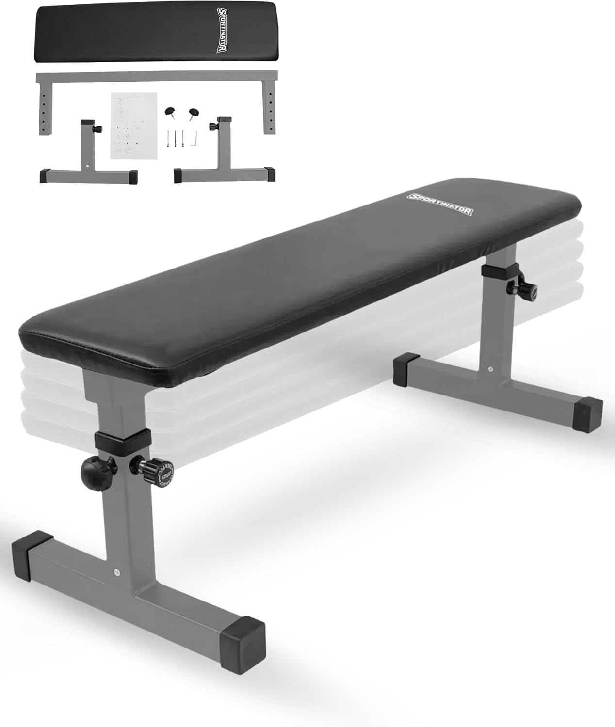 Verstellbare Hantelbank für Krafttraining (bis 200 kg), Grau