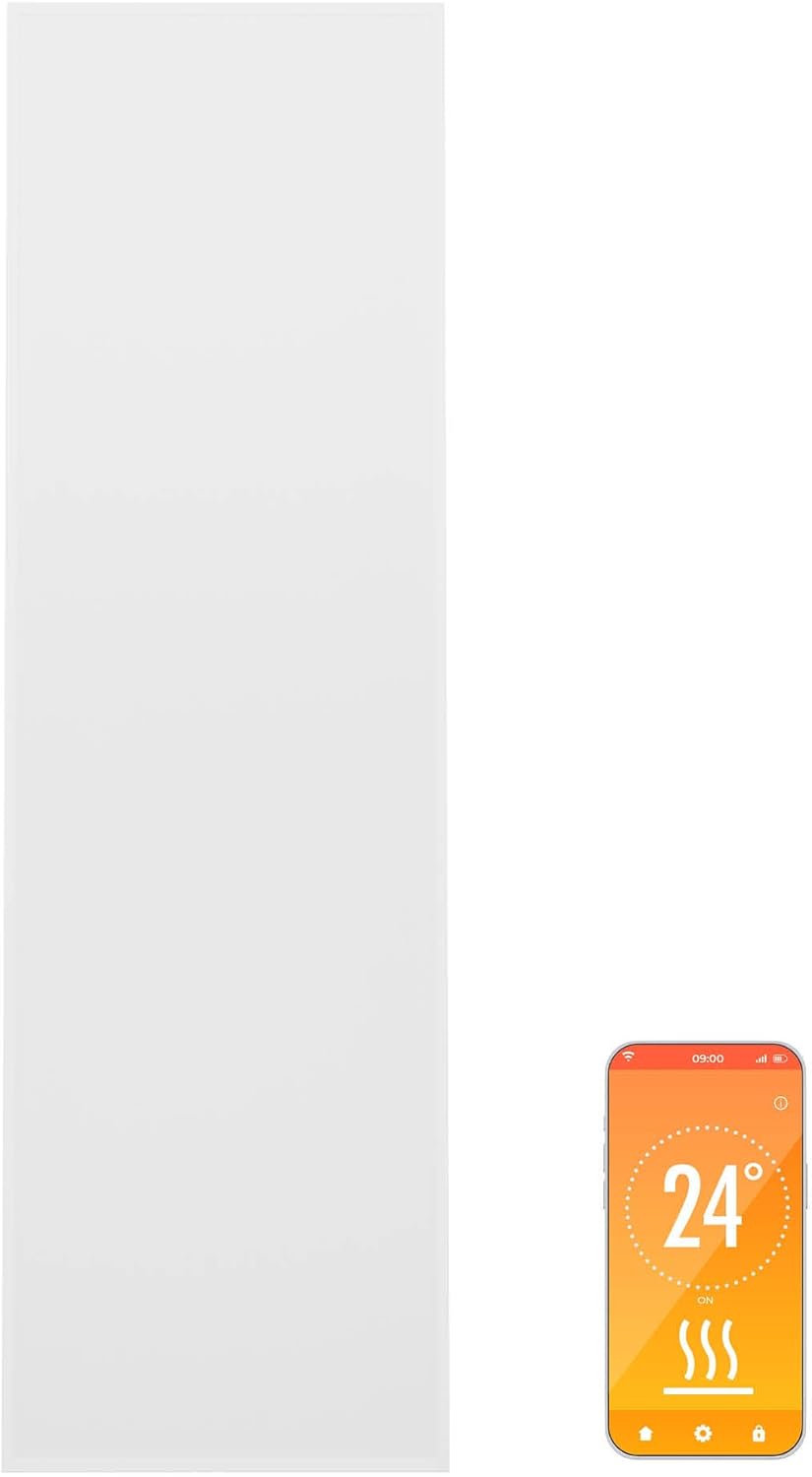 Infrarotheizung mit Thermostat und App-Steuerung, 37 x 111 cm / 320 W / Weiss