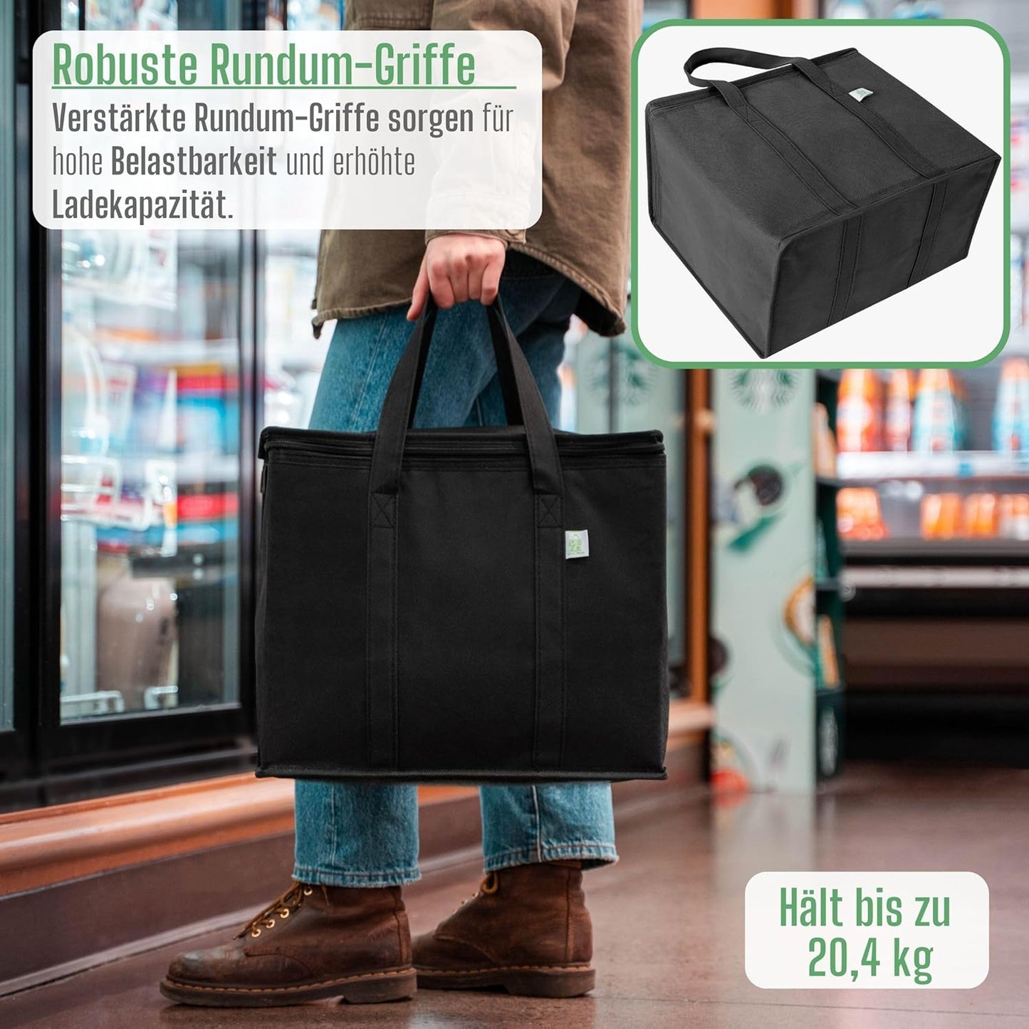 2er-Set Einkaufstasche, Schwarz 2-er Pack