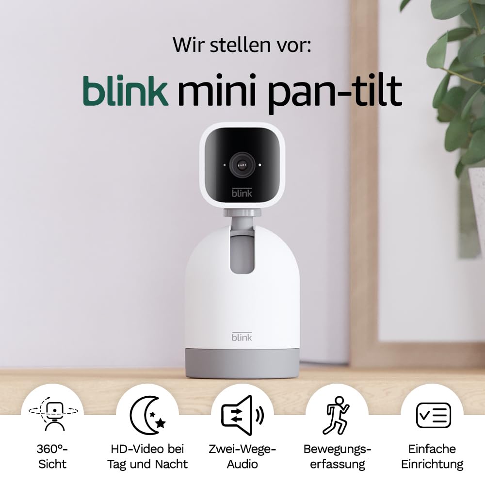 Mini Pan-Tilt Kamera - Bewegliche Plug-in-Sicherheitskamera weiss, Weiß Blink Mini mit Pan-Tilt