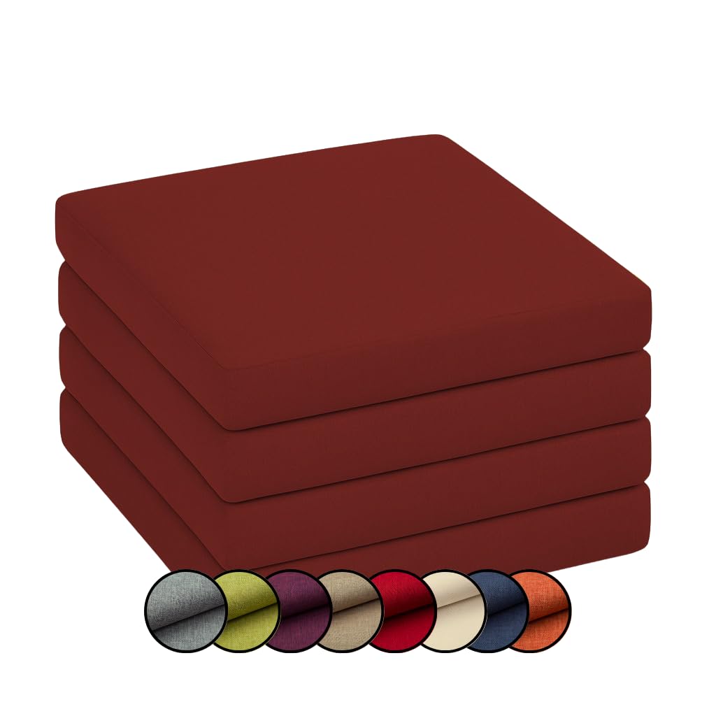 Stuhlkissen Set für Gartenstühle (4er Set), Dunkelrot 4er Set 40x40x5