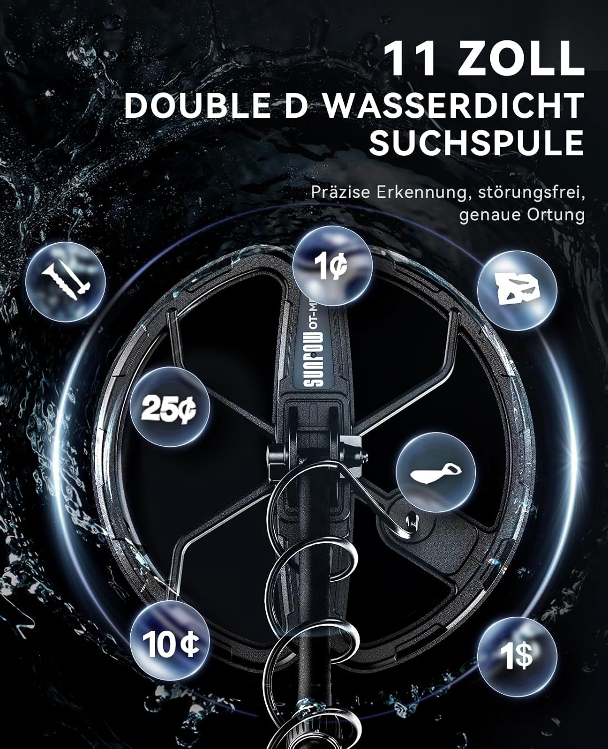 Metalldetektor mit Dual-D-Spule, A-Schwarz