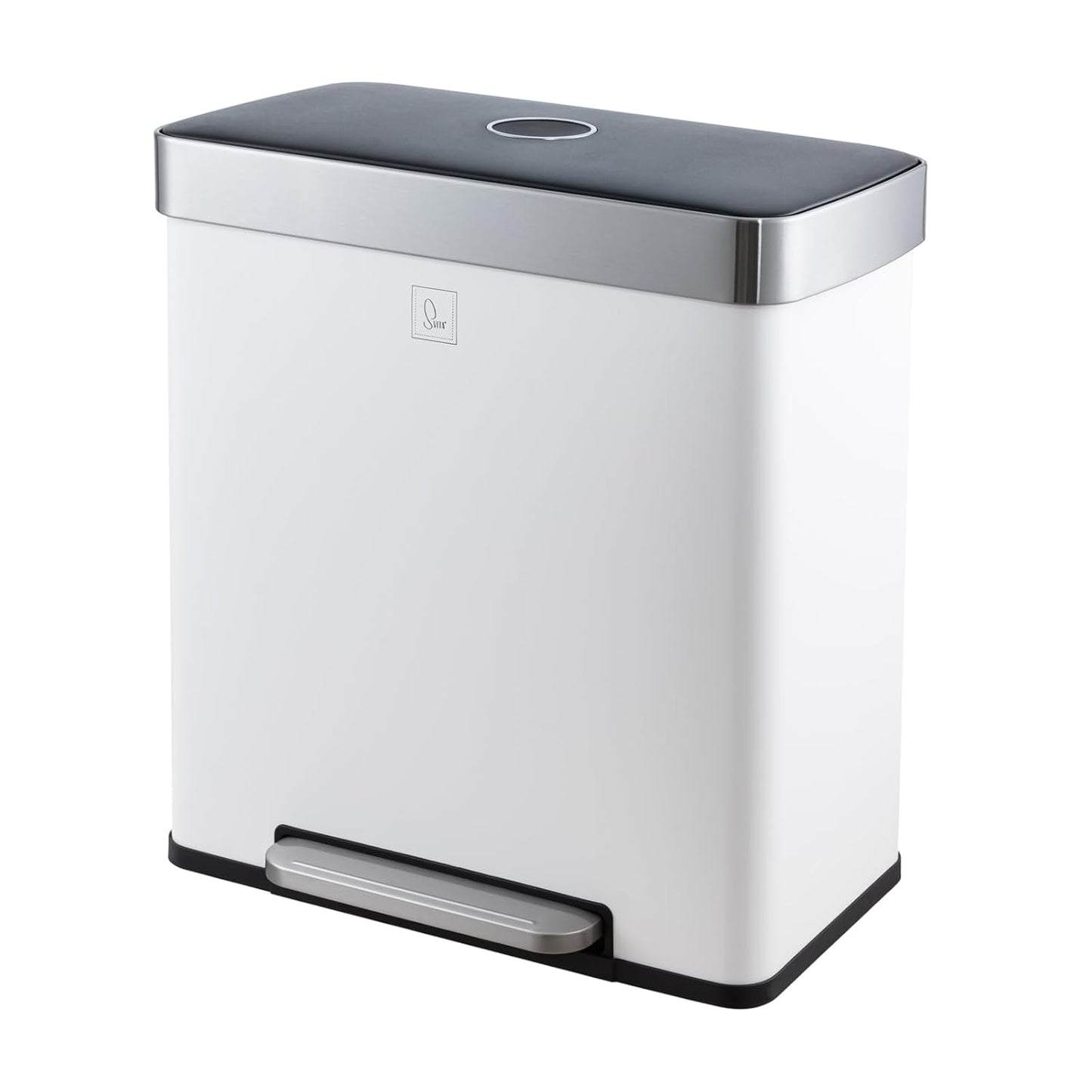 Treteimer mit Softclose-Deckel (60 Liter, 2x 30 Liter), Weiß