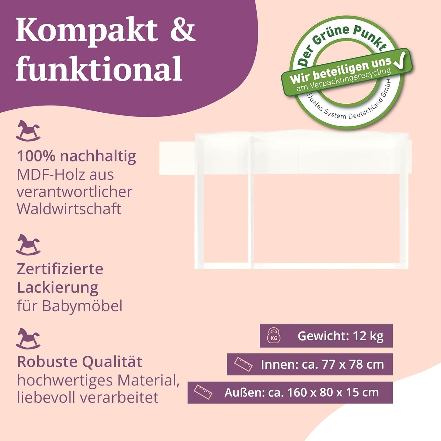 Wickelaufsatz für IKEA Kommode mit Trennfach, Wolke + Trennfach + Blende 160 cm