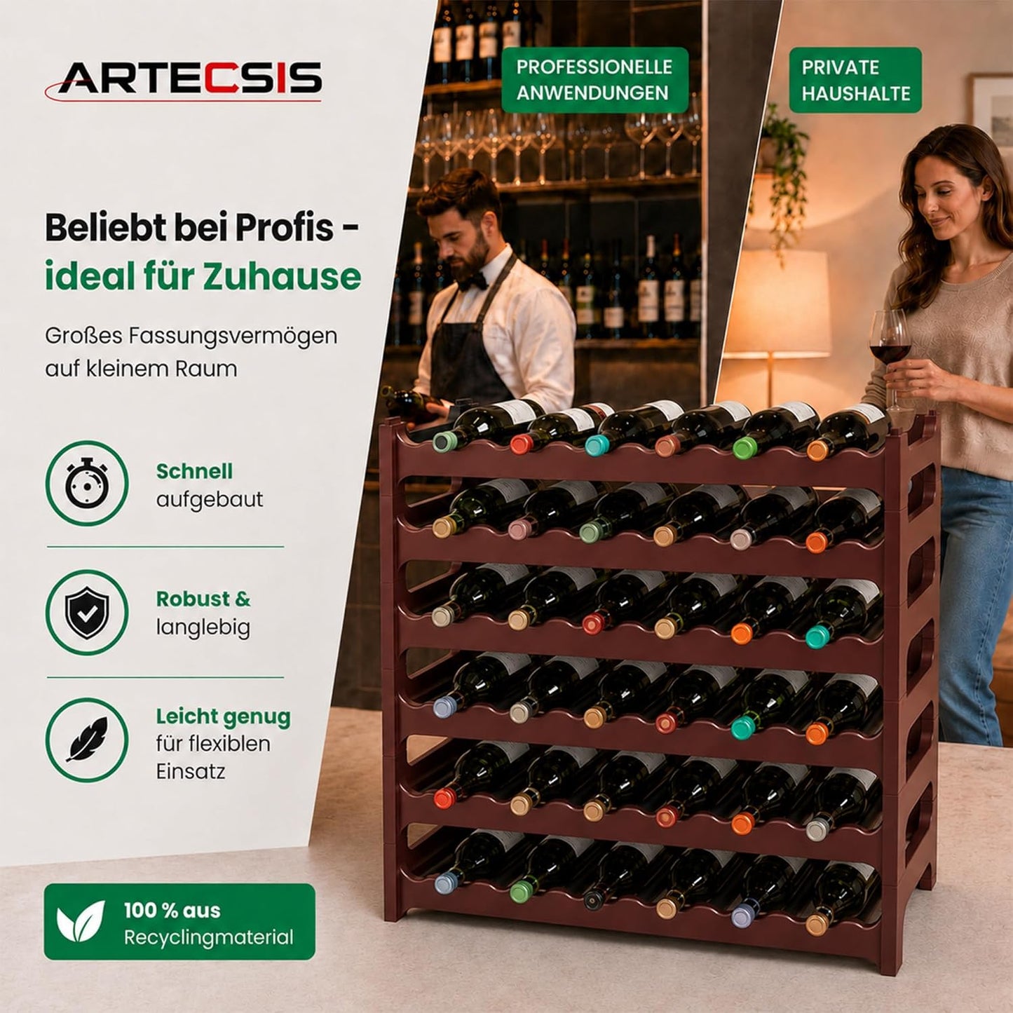 Weinregal für 36 Flaschen, Braun 36 Flaschen
