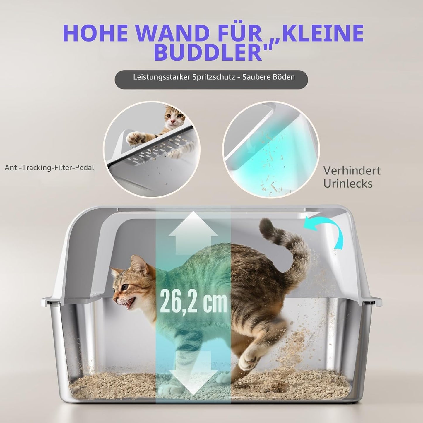 2er-Set Katzentoilette mit Schaufel, M-50x35x20cm