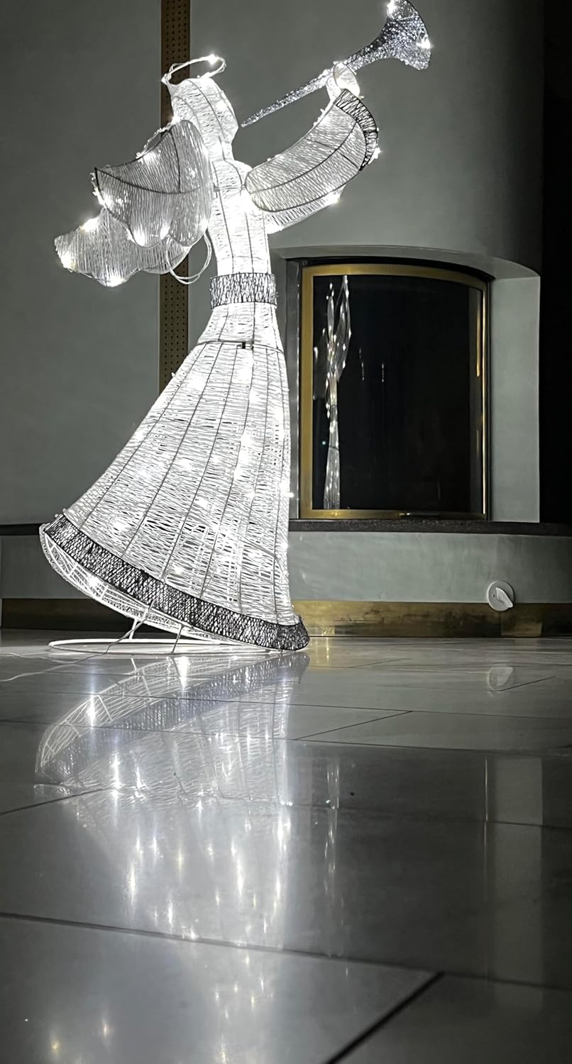 Grosser LED-Engel mit Timer (130cm), Engel gross - kaltweiss