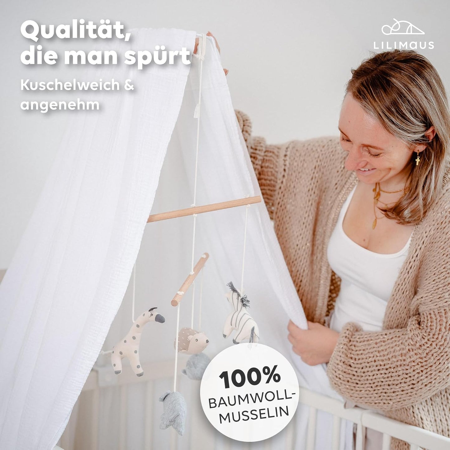 Betthimmel für Babybett, ohne Stange, Weiß ohne Himmelstange
