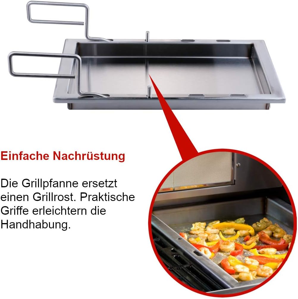 Grillpfanne Edelstahl Plancha für Monarch & Royal, 27x36,5x4cm