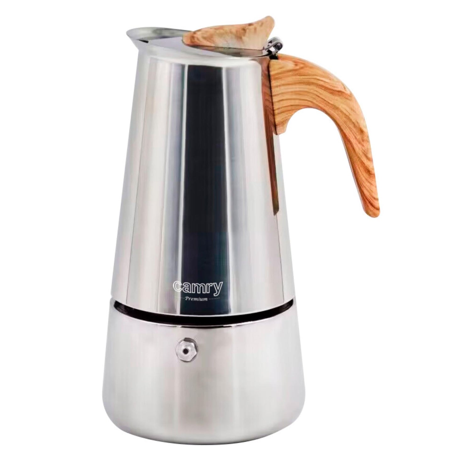 Espressokocher Induktion für 5-6 Tassen, Edelstahl, Stahl/Holz 350ml