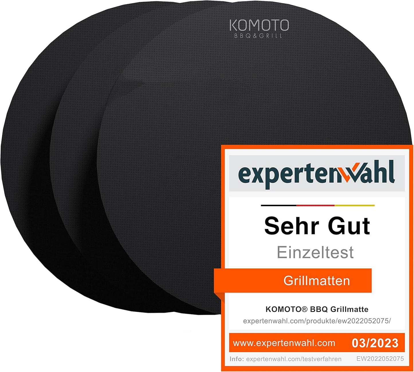 3-teiliges BBQ Grillmatte-Set rund für Gas- und Holzkohlegrill, 3er Set rund