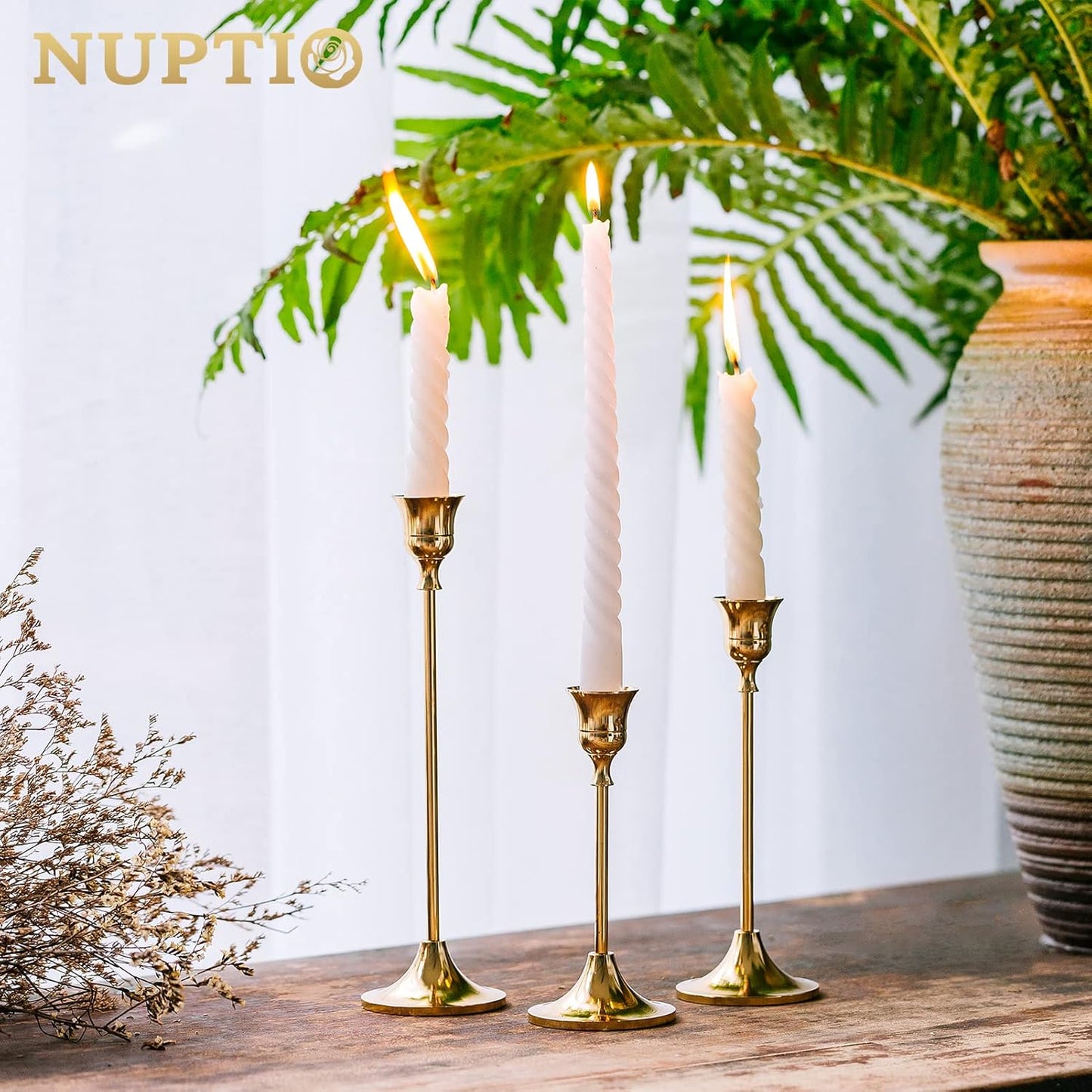 3-teiliges Kerzenhalter-Set, 3 Teile / Satz Gold