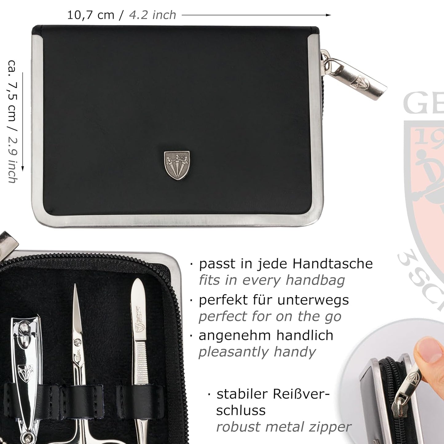 6-teiliges Maniküre Set Ravenna, SCHWARZ / ECHT LEDER