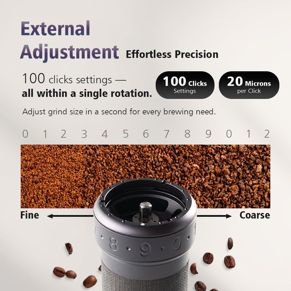 K-Ultra Manuelle Kaffeemühle mit Edelstahl-Mahlwerk, K-ultra Eisengrau mit Tragekoffer