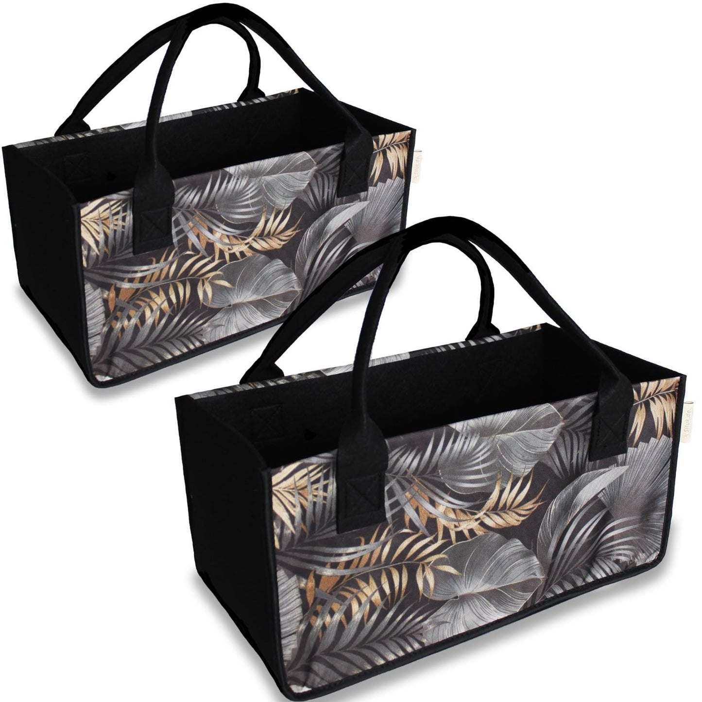 2er-Set Filztaschen-Set für Holz, Blume - Braun