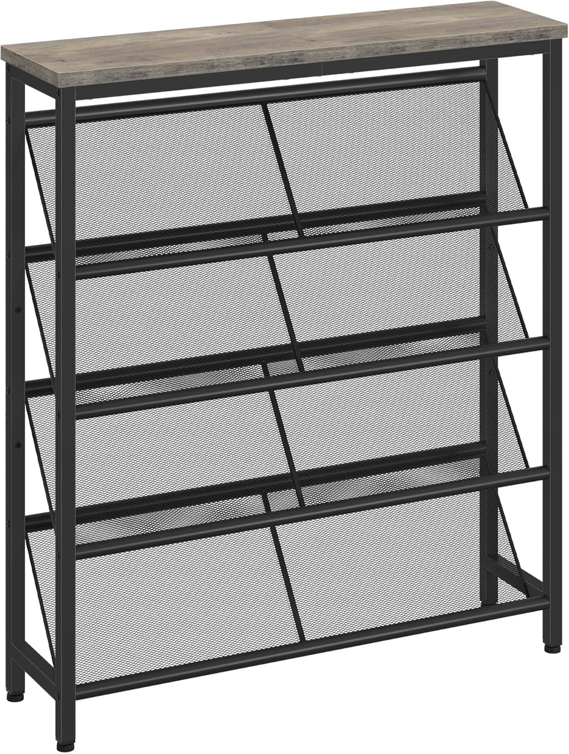 5-stufiges Schuhregal, Greige, Schwarz 75 x 20 x 105 cm