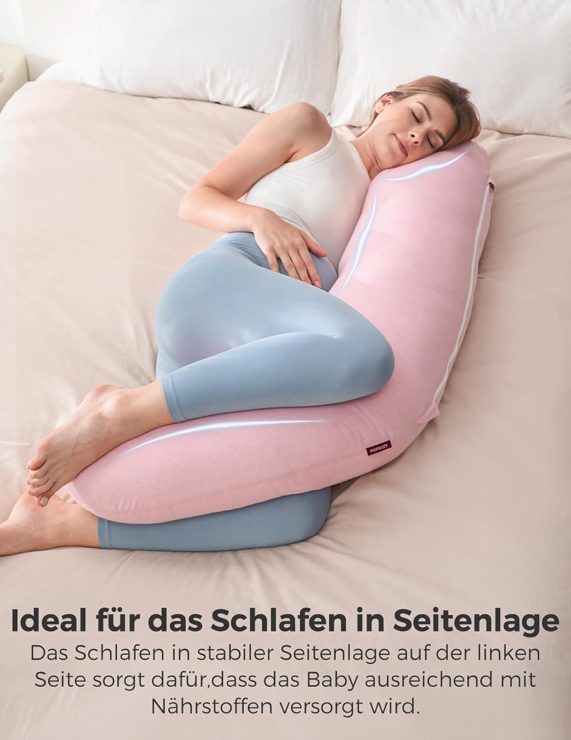 J-förmiges Seitenschläferkissen, Rosa