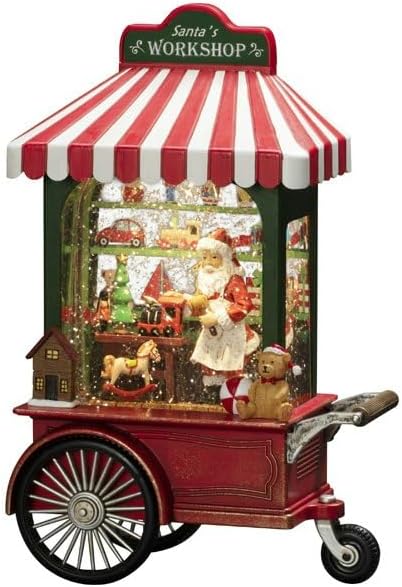 Santa in der Werkstatt - LED Wasserlaterne mit Timer & USB (batteriebetrieben)