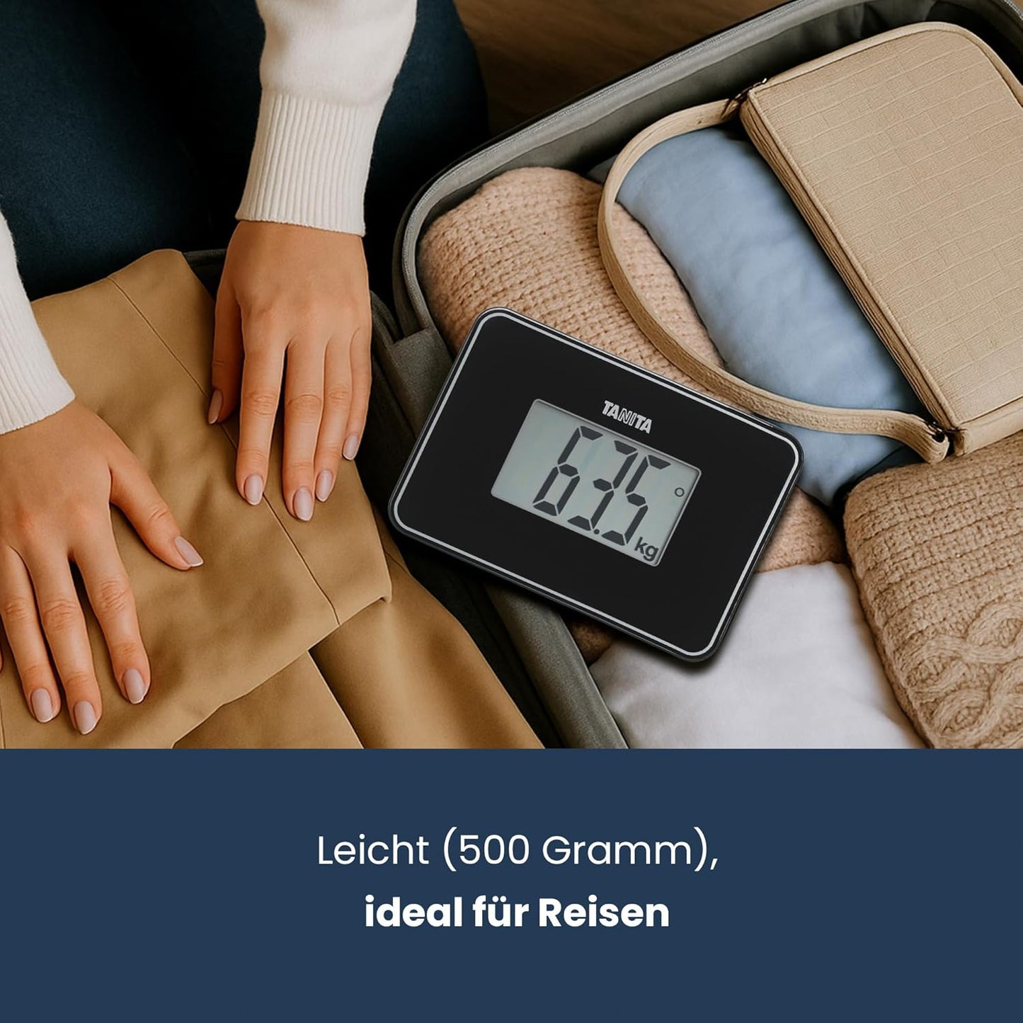 Mini-Personenwaage HD-386 für Reisen & Zuhause, Schwarz