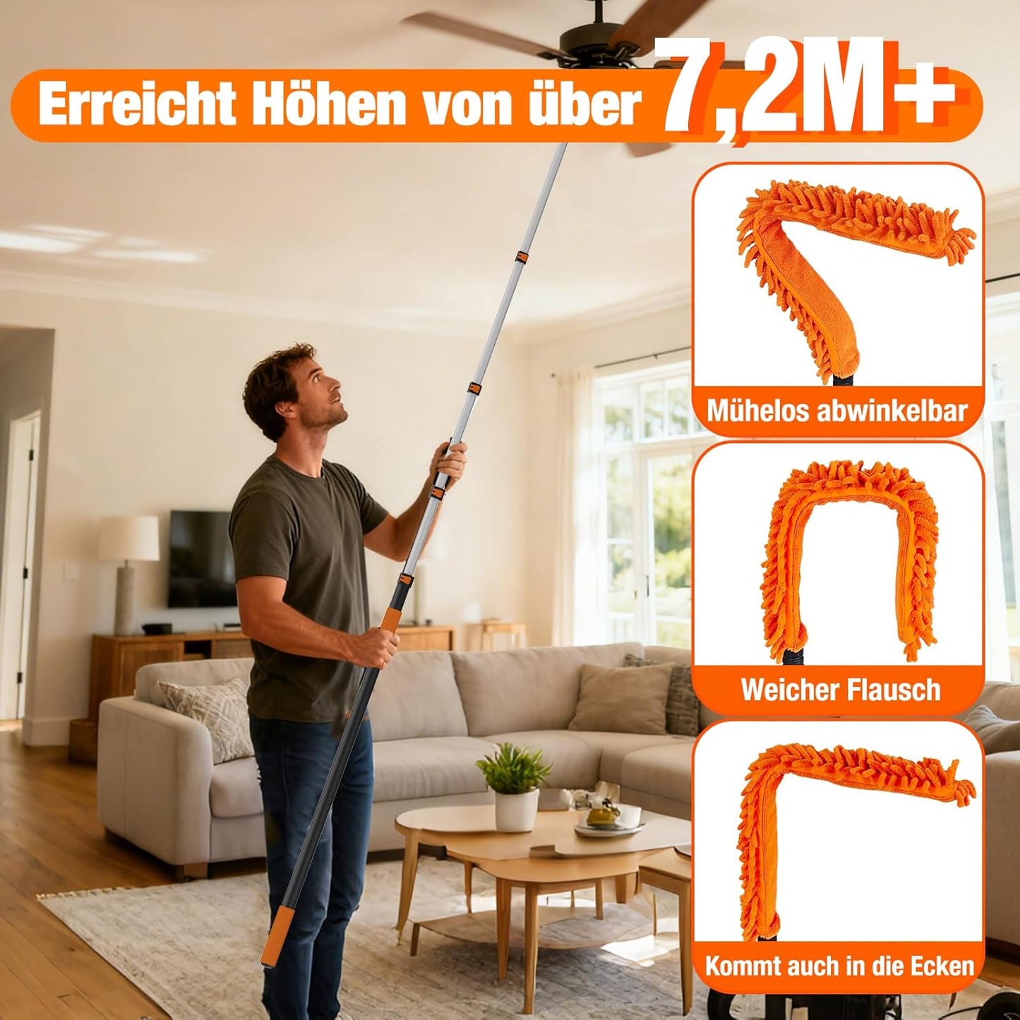 Teleskop-Staubwedel, 7,2m