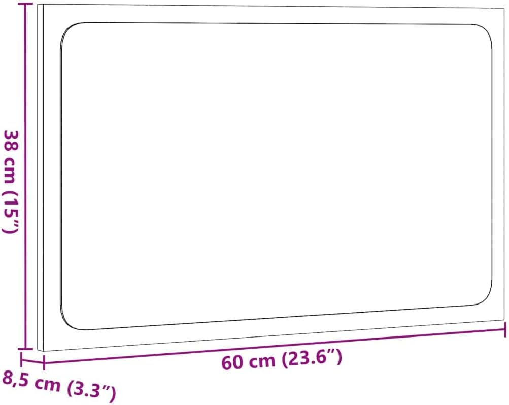 Badspiegel mit LED-Leuchten, Wandmontage 60x38 cm, Altholz