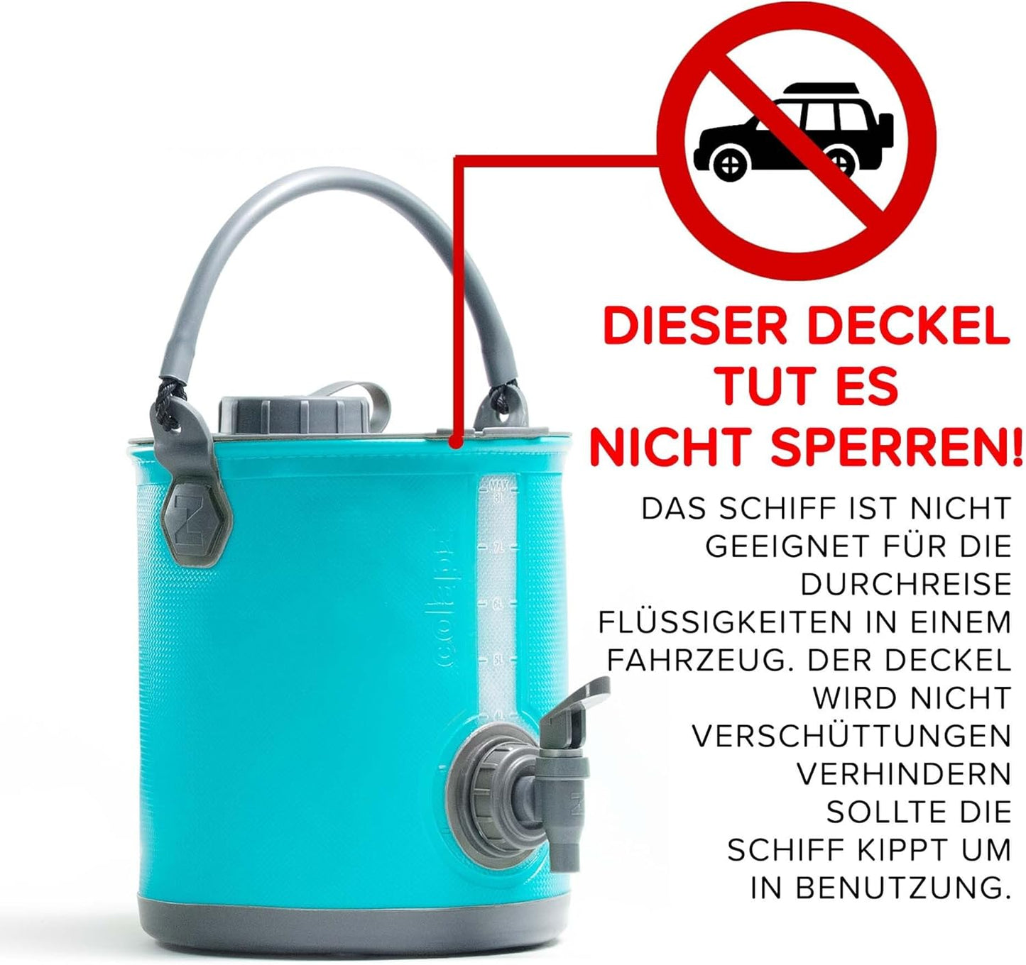 2-in-1 Faltbarer Wasserkanister mit Hahn, 8l, Blau