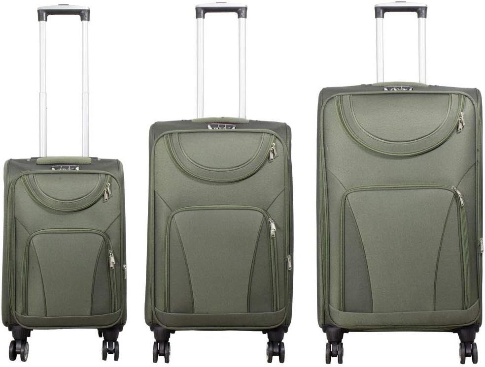 3-teiliges Weichgepäck Koffer-Set, Kofferset 3 teilig Grün