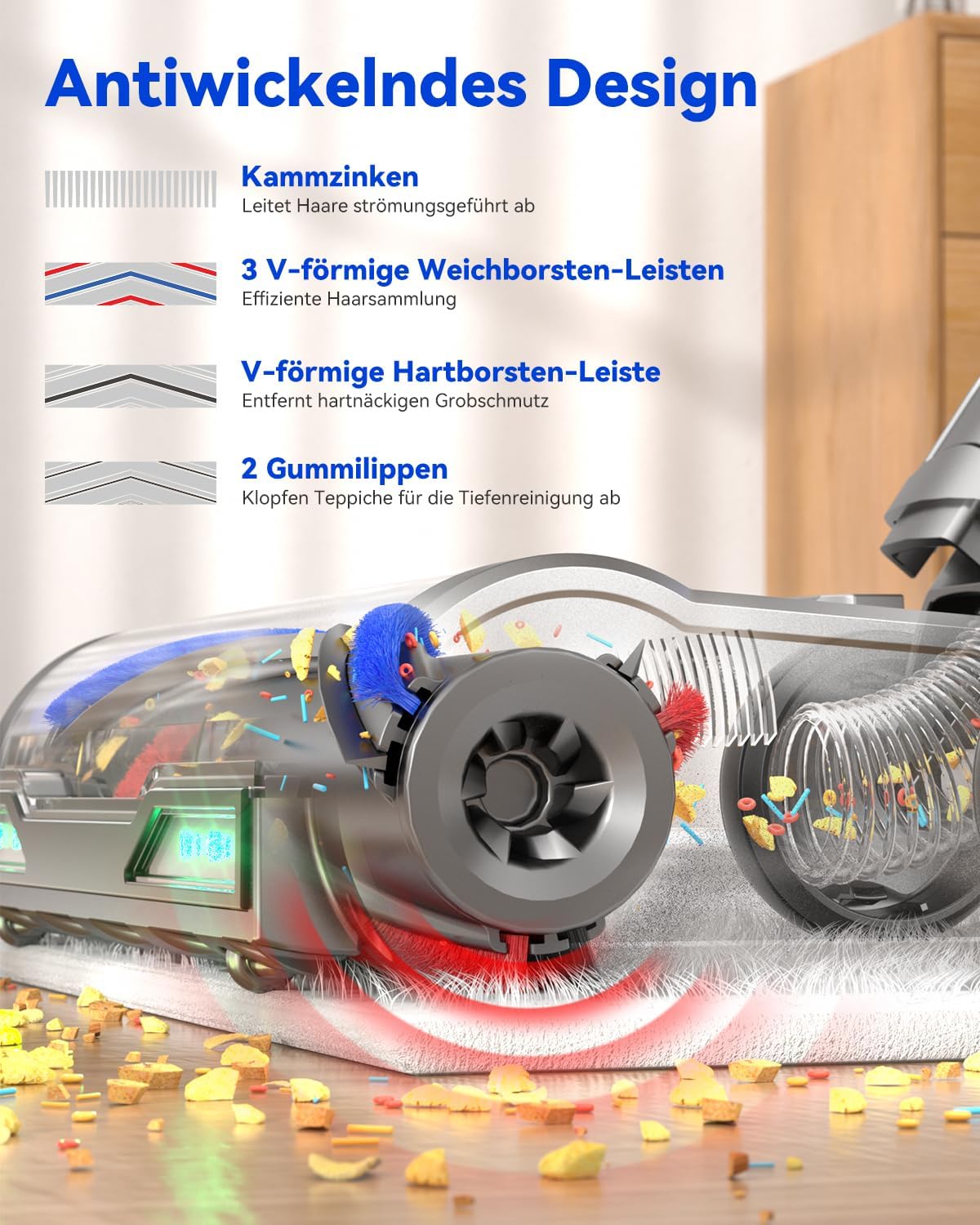 H9 Akkustaubsauger mit LED-Touchscreen, Blau