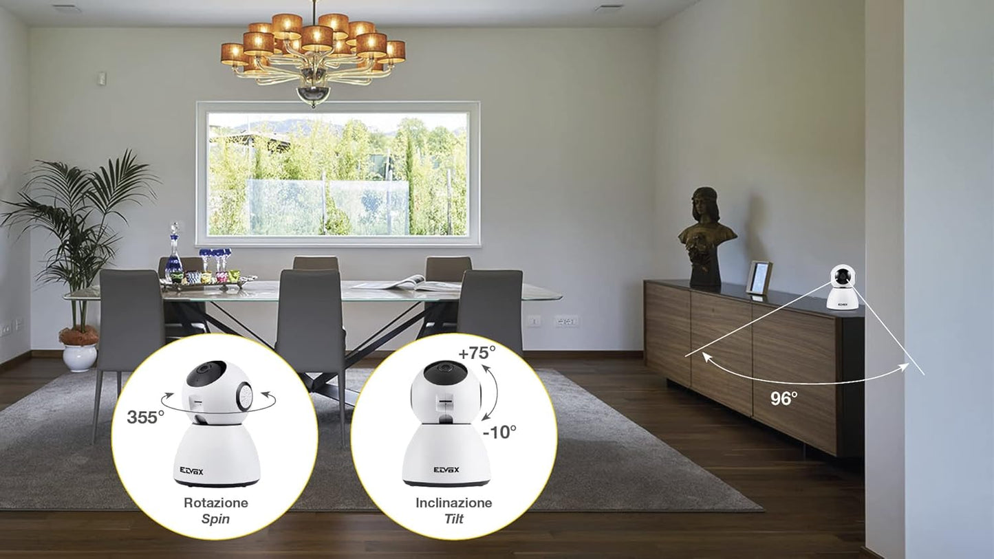 WiFi HD Motor-Farbkamera mit Bewegungsmelder, Motorisiert Pan&Tilt Innen