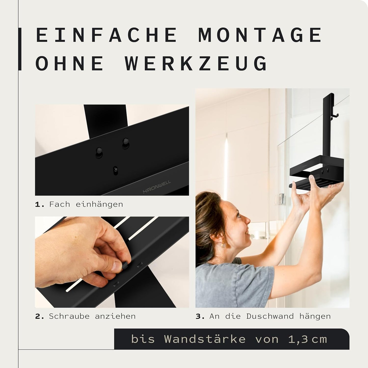 Duschablage zum Hängen, Schwarz