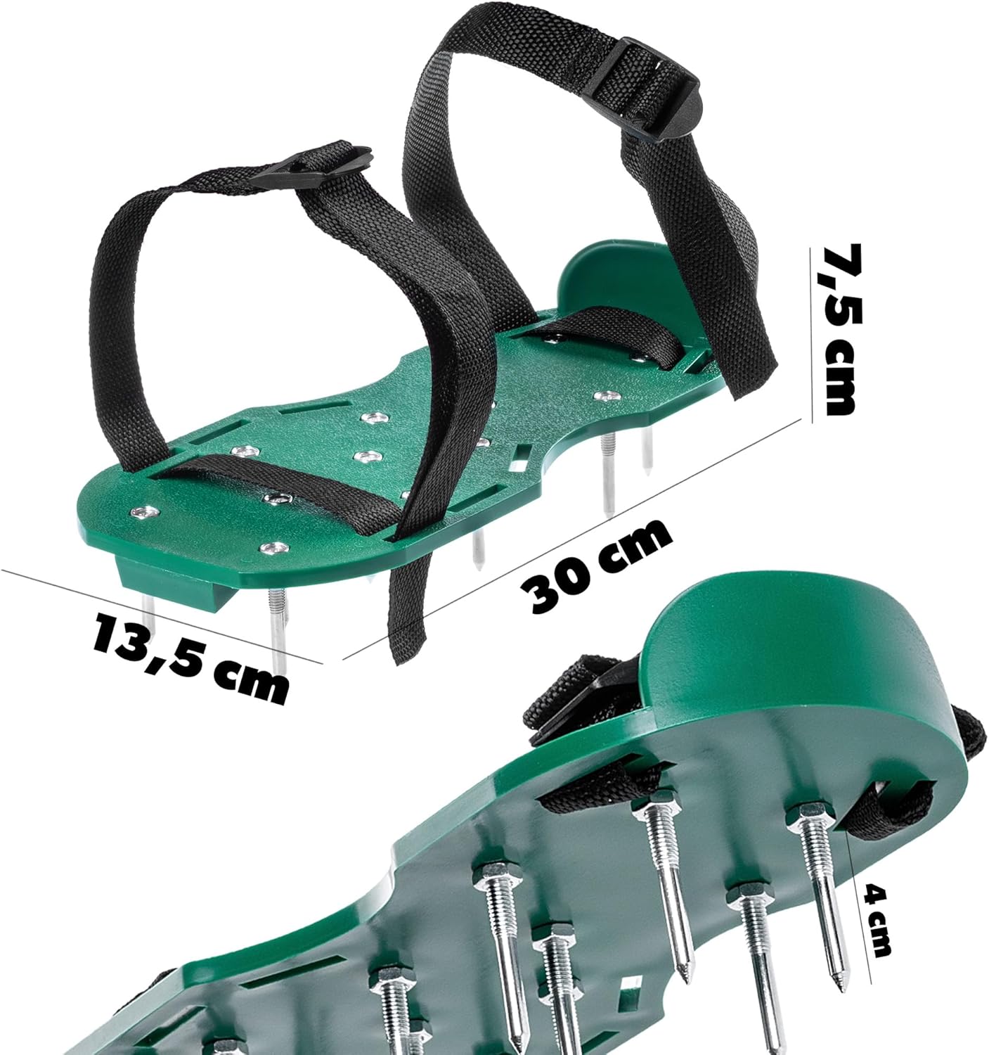 Rasenlüfterschuhe mit 13cm Nägeln, Grün