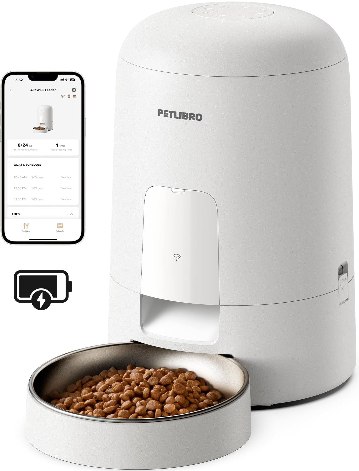 Intelligenter Futterautomat PLAF108 mit APP-Steuerung, Weiss