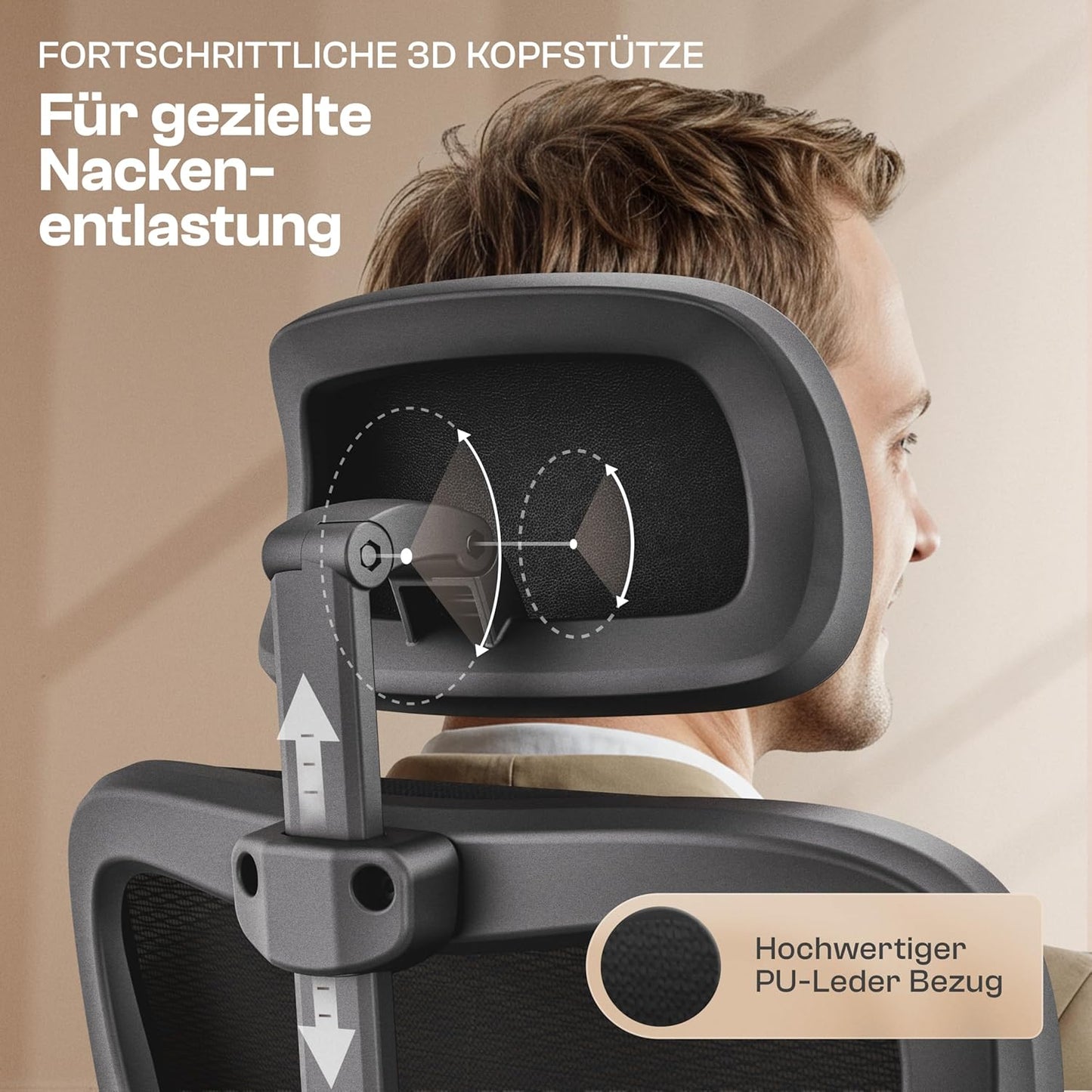 Ergonomischer Bürostuhl, Lancelot (Schwarz)