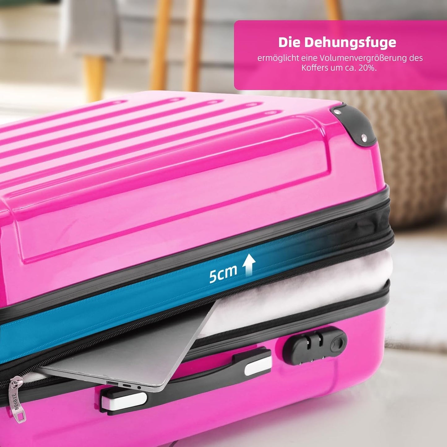 Hartschalenkoffer mit Zwillingsrollen, Pink L