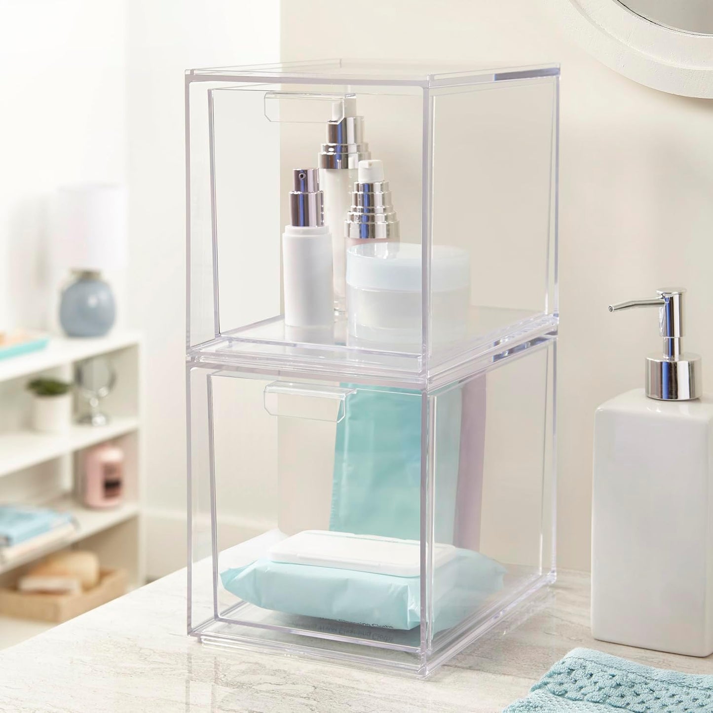 2er-Set Stapelbare Kosmetik-Organizer, 6-3/4\" Tall Drawers