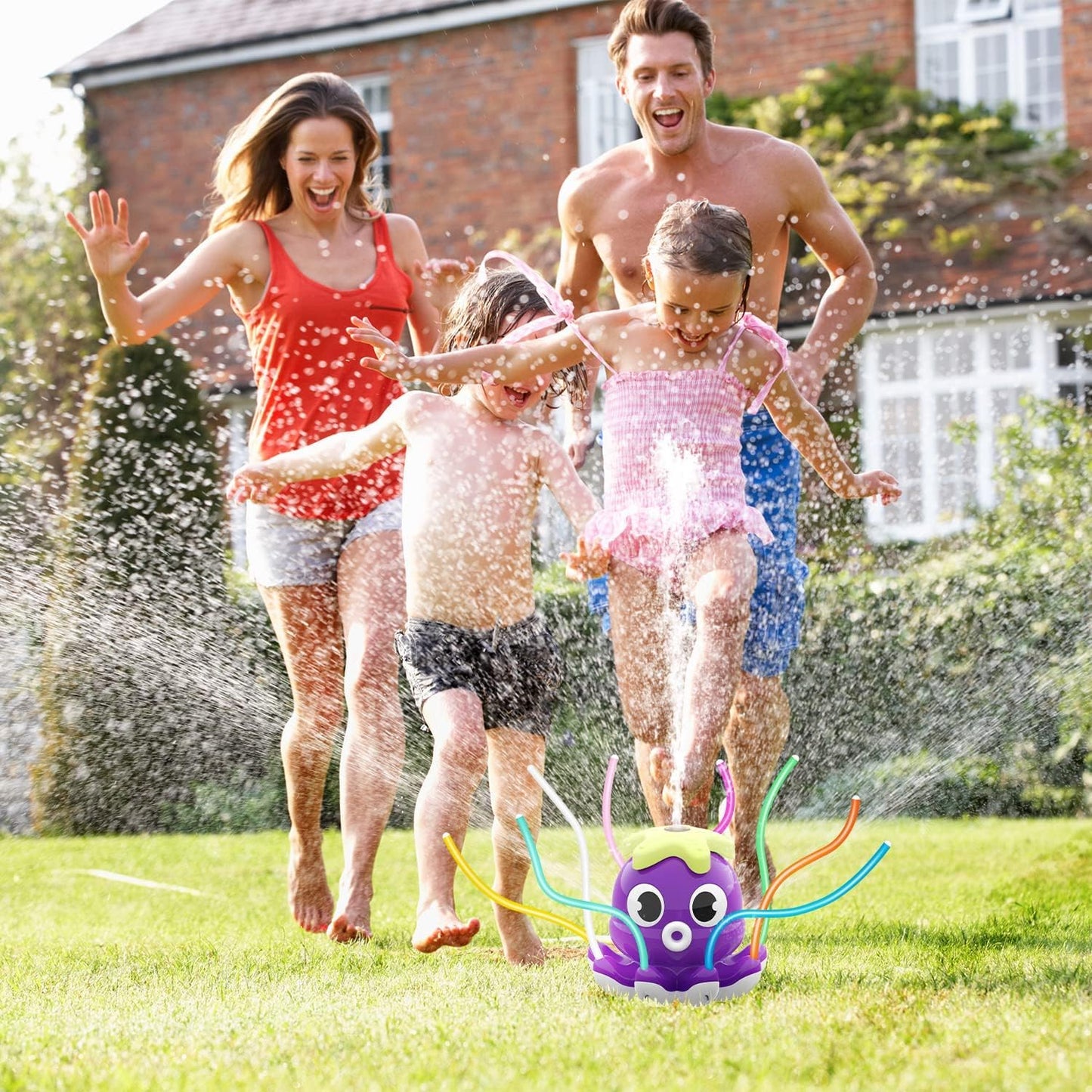 Wasserspielzeug Sprinkler-Oktopus für Kinder ab 3 Jahren, Oktopus-Lila