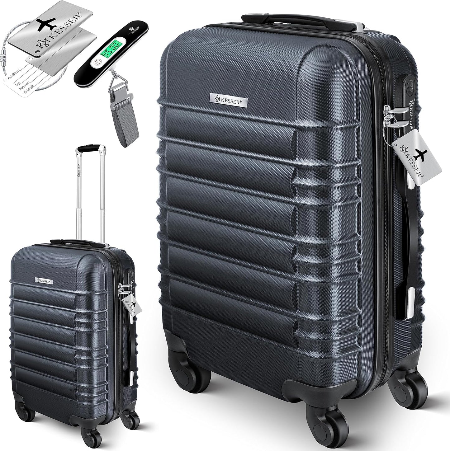 Handgepäck Reisekoffer mit Kofferwaage, Handgepäck 55cm - 55L / Anthrazit