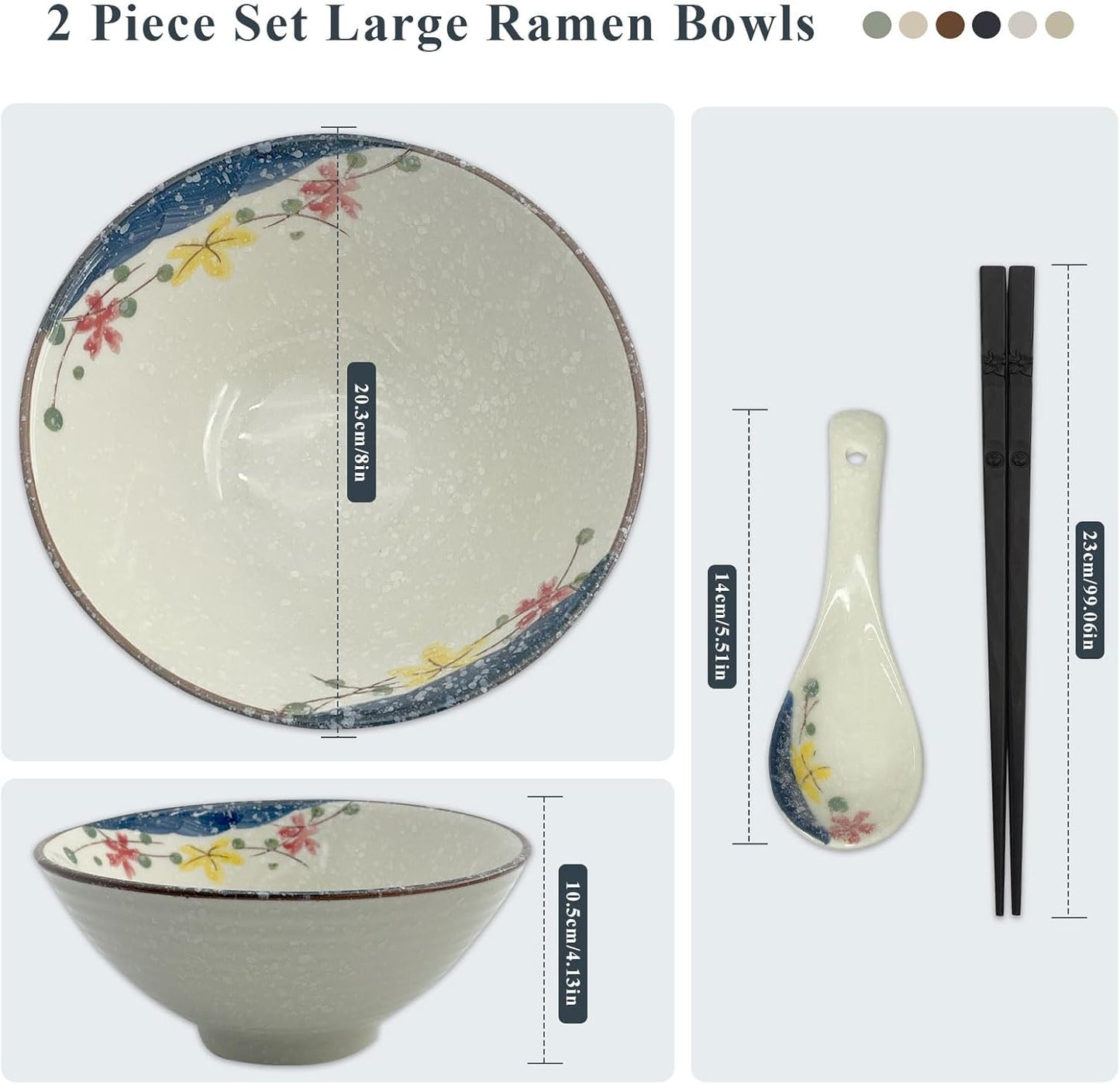 Ramen Bowl Set aus Keramik (2 x 1200ml), Qingcai.