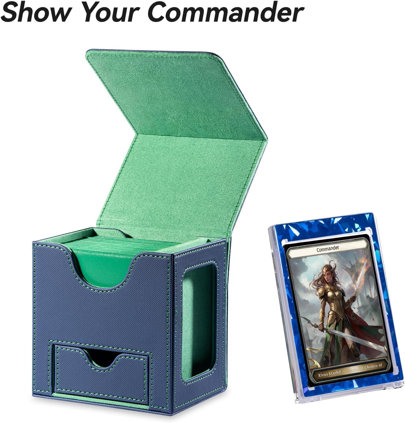 Commander Deck Box mit Würfelablage, 8. Kristall (Blau/Grün)
