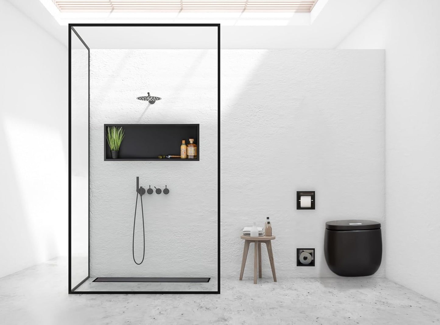 Wandnische Dusche, Schwarz 45x20x10 cm