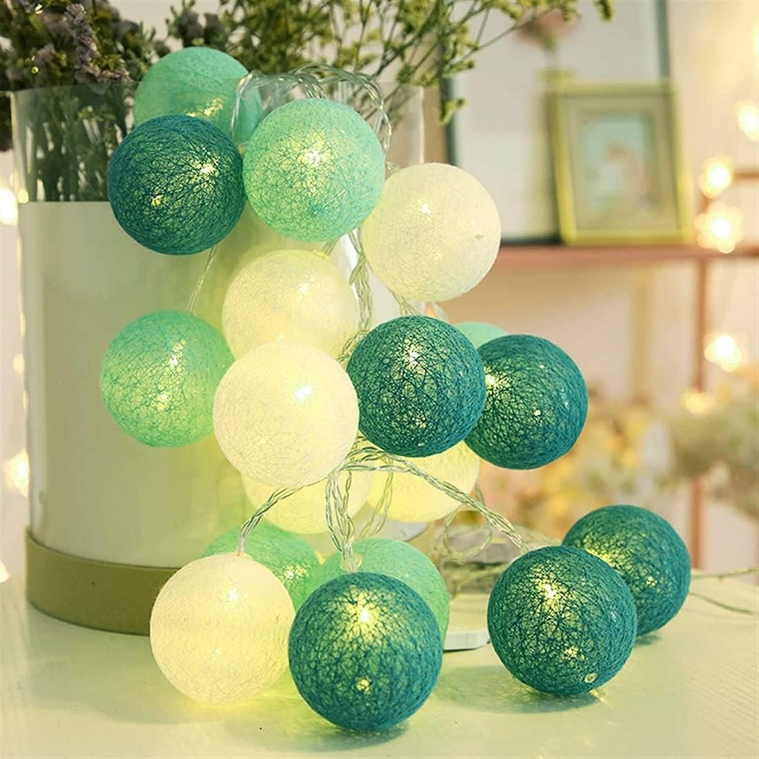 Kugel-Lichterkette, Grün Stecker