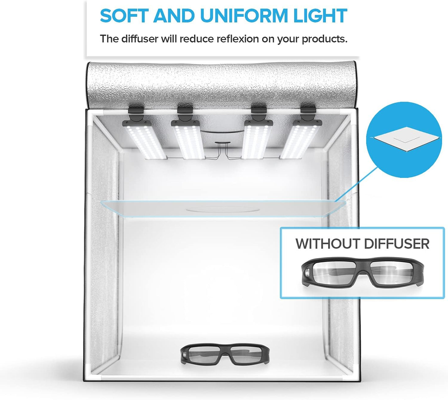 Fotostudio-Box HPB-60XD mit dimmbarer LED-Beleuchtung, HPB-60XD (4X Dimmbare LED)