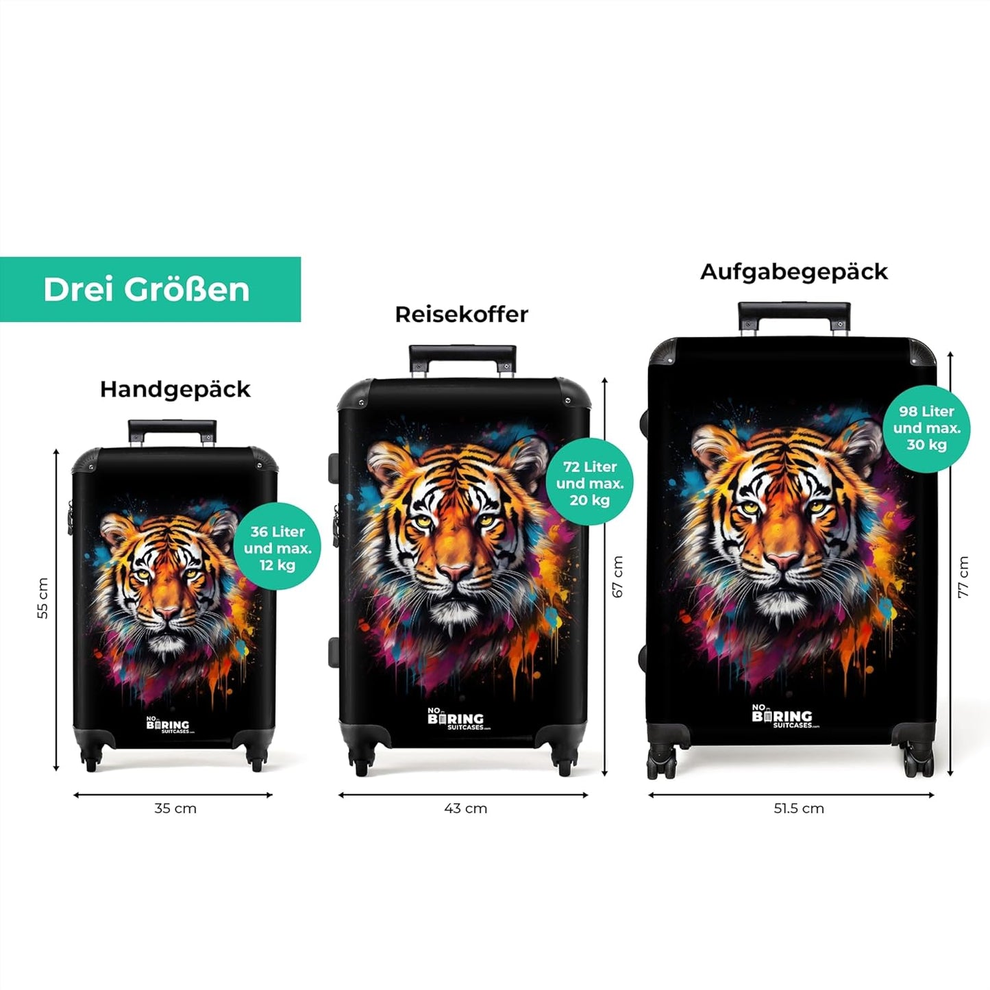 Hartschalenkoffer L, Tiger - Strassenkunst L