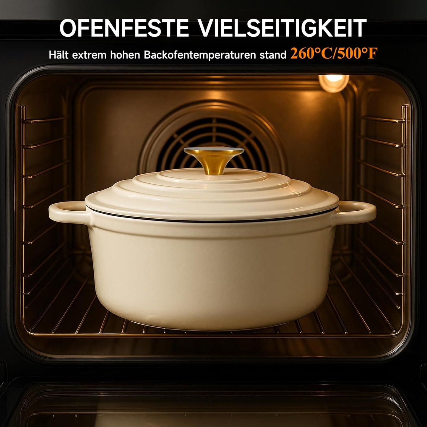 Schmortopf mit Deckel & Topflappen, 26cm/5L Cremeweiß