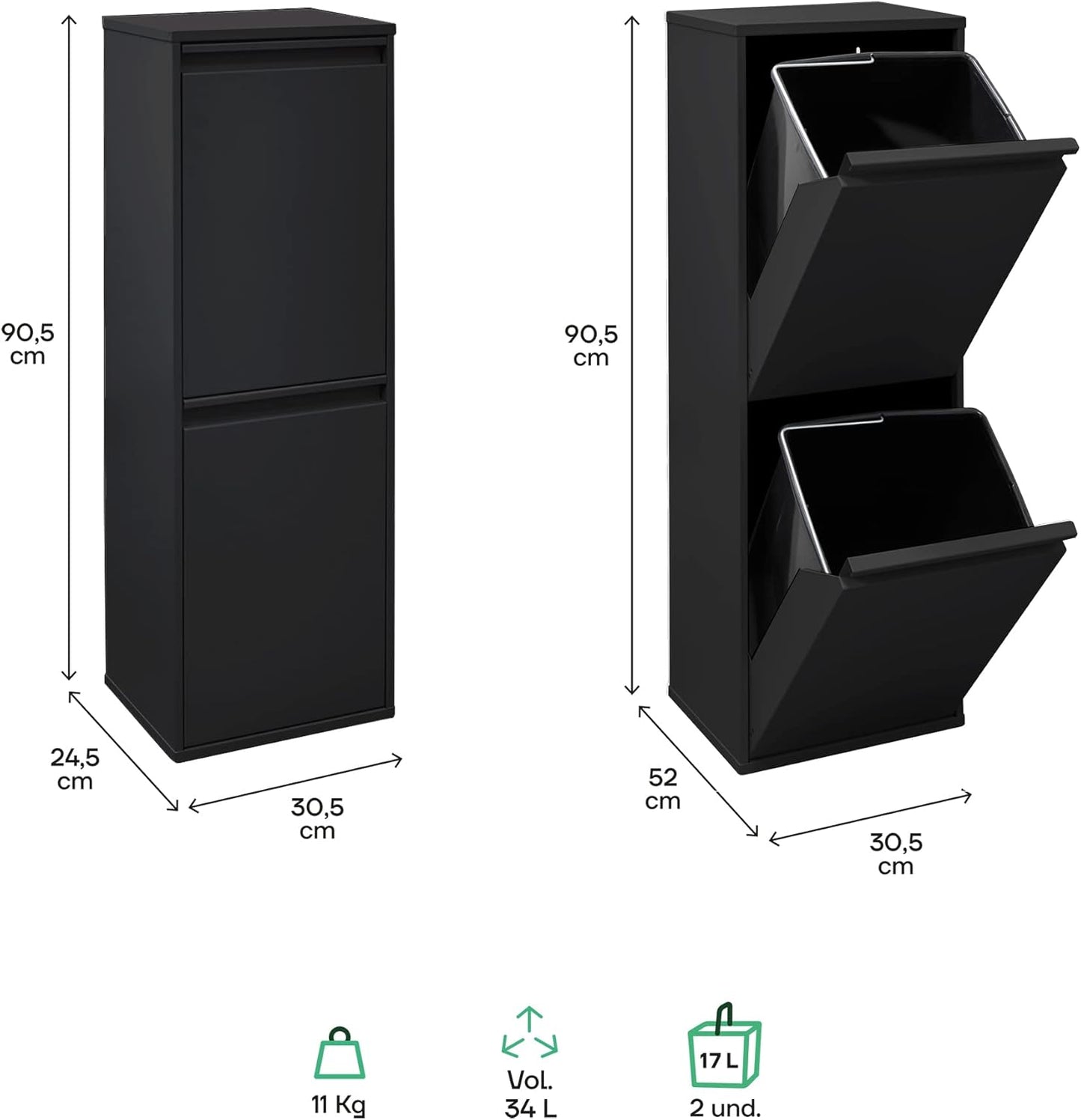 Basic CR206-B Mülltrennsystem, Schwarz