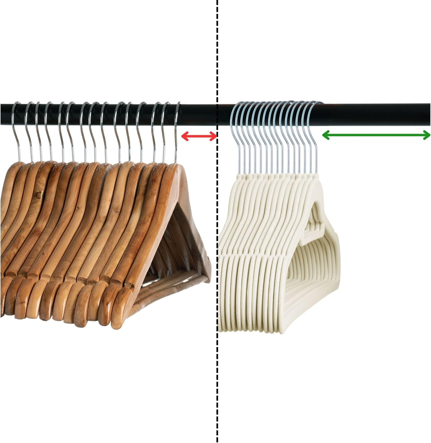 Samt-Kleiderbügel Set mit 360° Haken (100 Stück), Beige 100