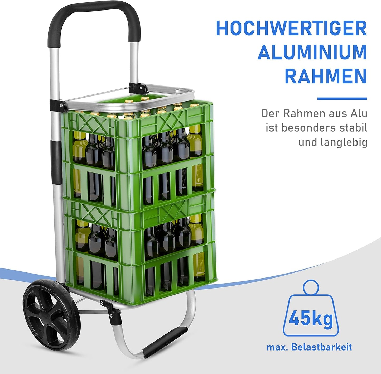 Klappbarer Einkaufstrolley mit Kühlfach, Schwarz Standard-bereifung