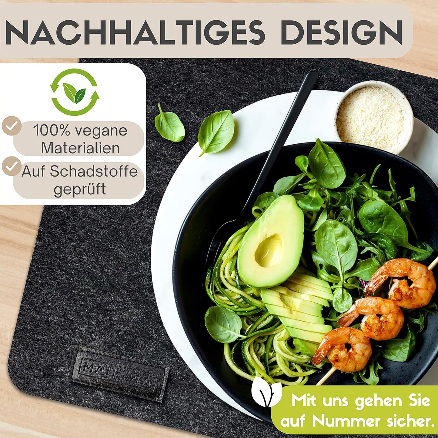 6er Set Tischset Platzdeckchen aus Filz, Anthrazit 6er Set