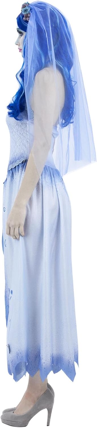 Kostüm Corpse Bride Emily mit Kleid, Stirnband und Schleier, Medium (UK 12-14)